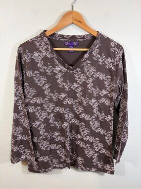 Vintage Brooklyn Girl Y2k aesthetic Long-sleeve V-neck Top